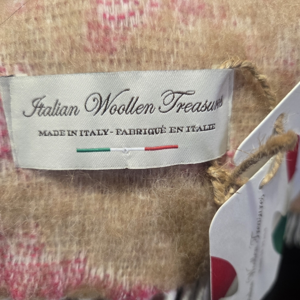 Tan and Pink Women's Scarf Wool And Alpaca - Picture 4 of 5